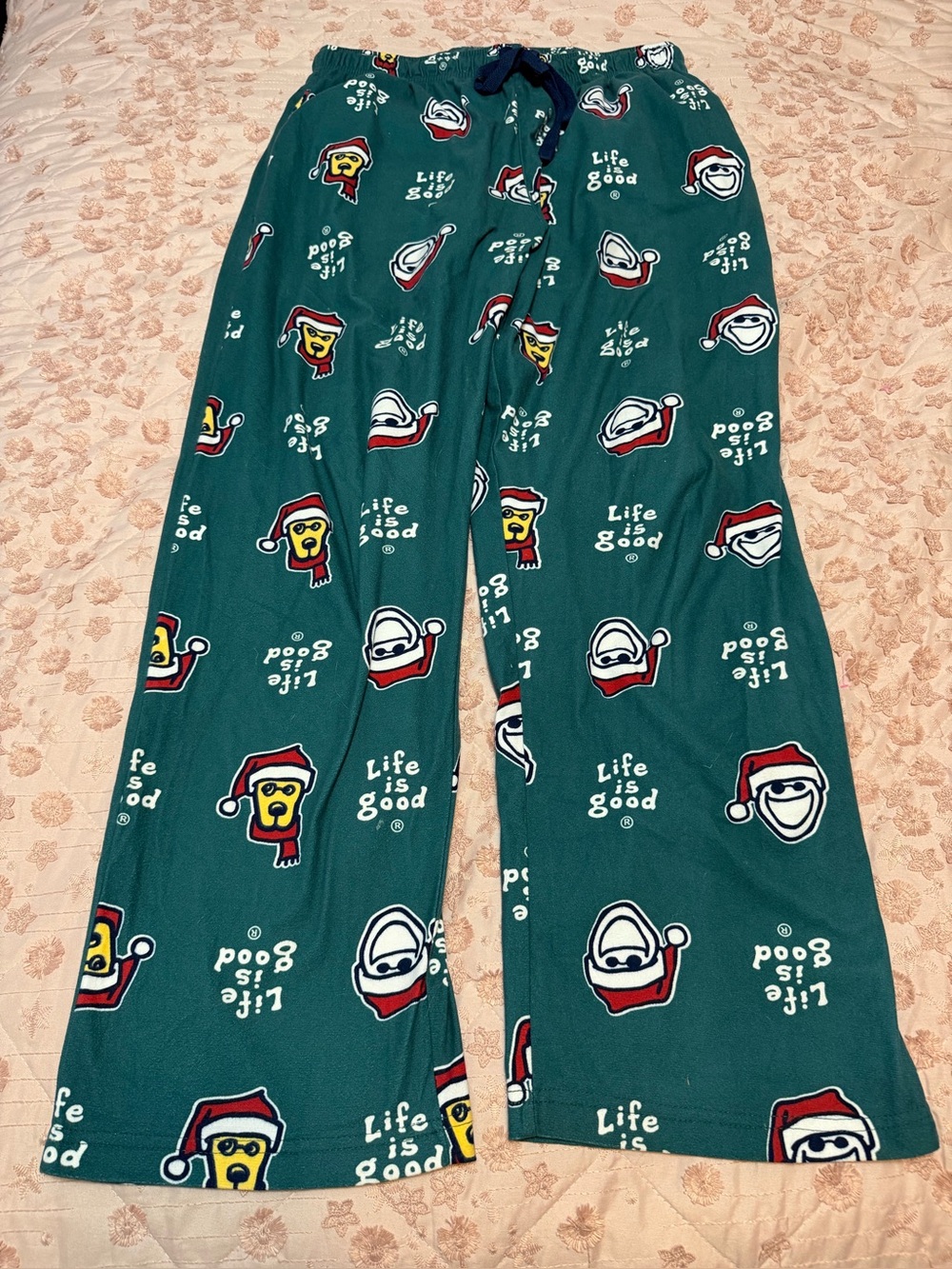 Life is Good Christmas Holiday Pajama Lounge Pants Green - Size L